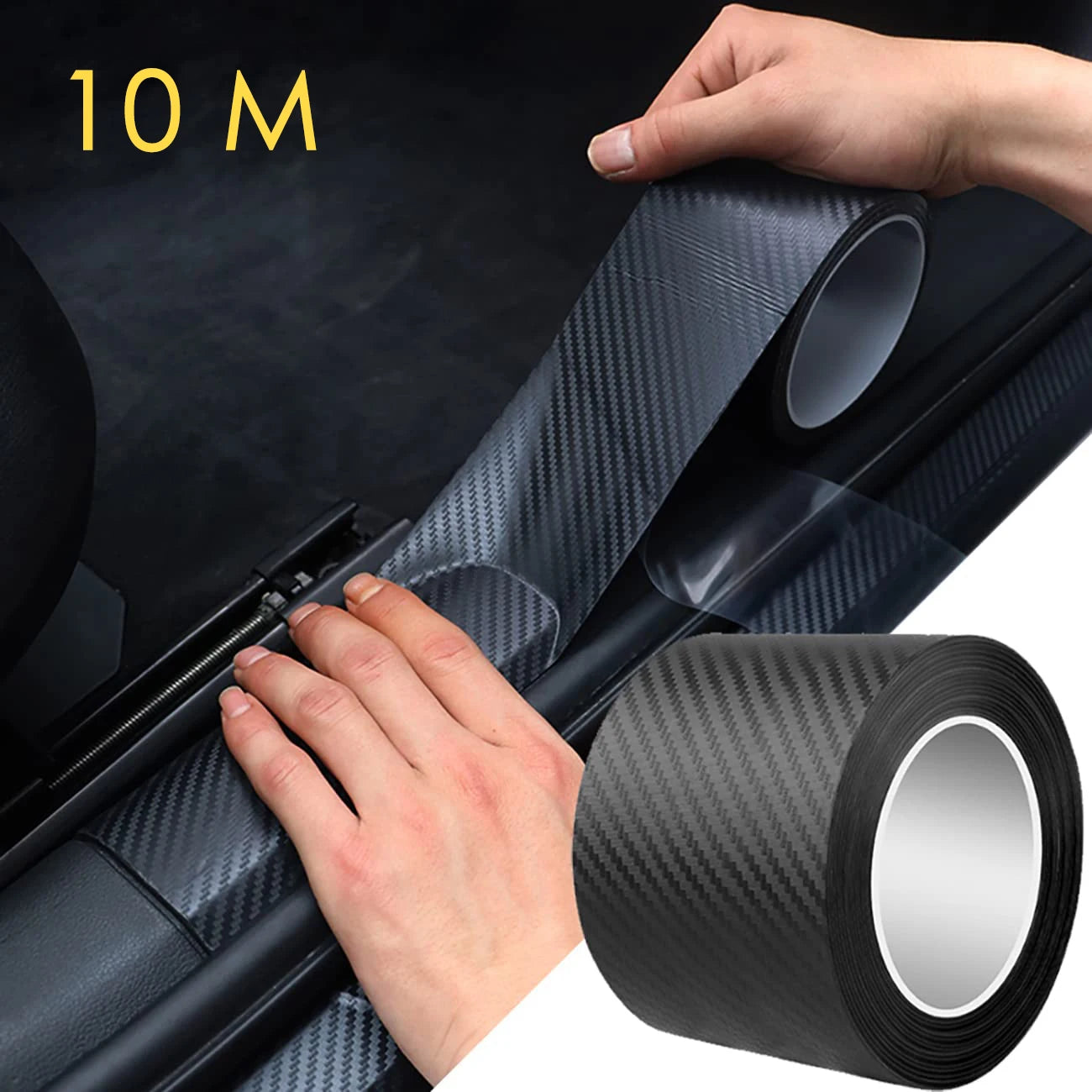 1-10m Cinta 3D de fibra carbono Nano para coche, pegatina protectora pasta espejo puerta, película bricolaje, adhesivo…