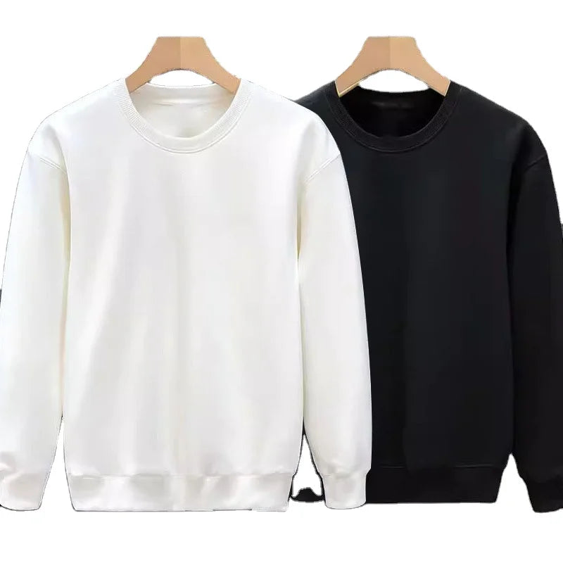 OEM custom logo embroidery printed design loose round neck solid color long sleeve spring and autumn sweatshirt
