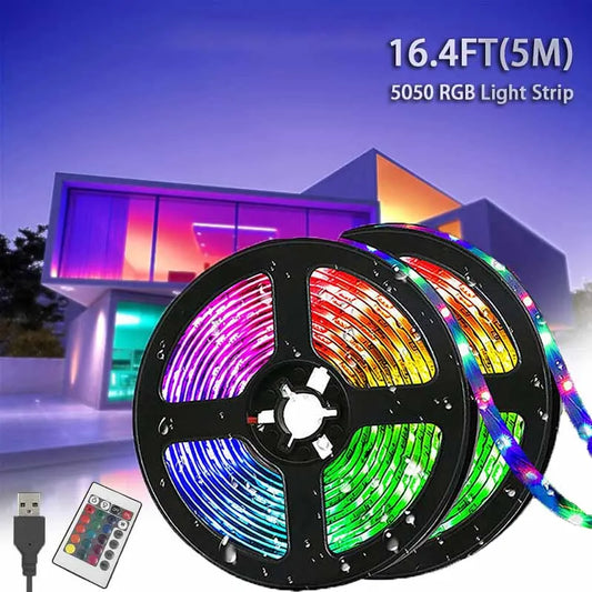 Luz Led de 5M con enchufe USB, 24 teclas, 5050 Multicolor, RGB, TV, fondo, Bar, sala de juegos, decoración de fiesta fa…
