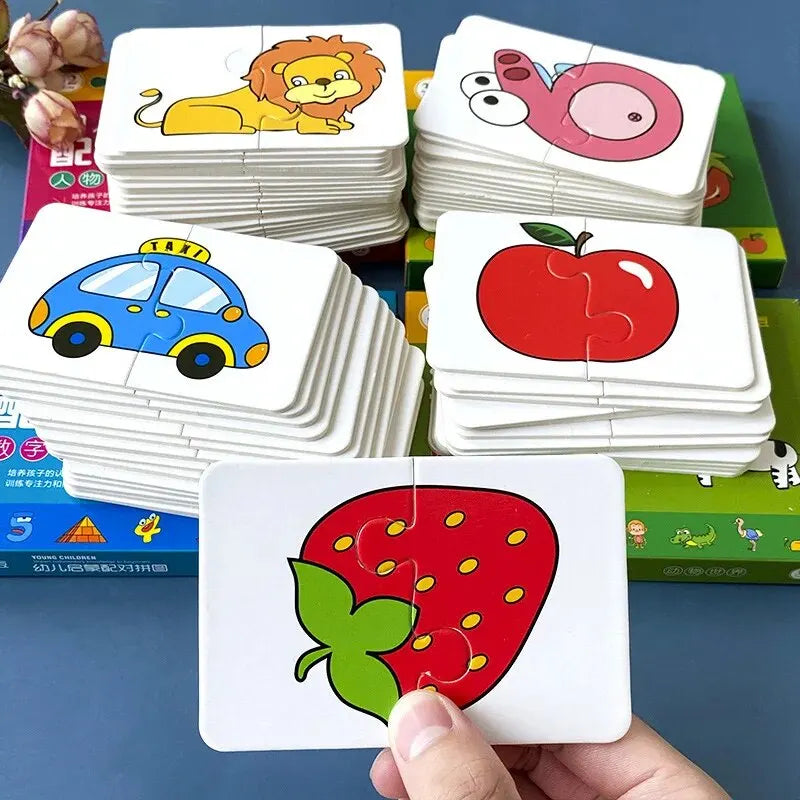 Tarjeta de iluminación de 32 piezas, rompecabezas a juego, Educación Temprana, patrón de dibujos animados, juguetes cog…