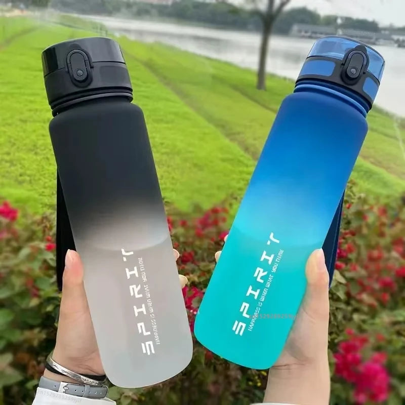 Botella de agua deportiva de gran capacidad de 1 litro, taza de plástico colorida a prueba de fugas para beber, viajes…