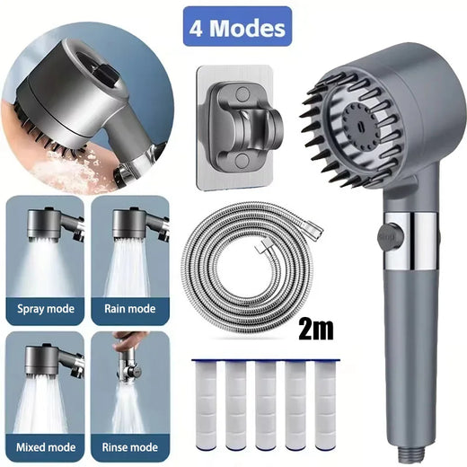 Cabezal de Ducha con Filtro de Cuatro Modos, Masajeador de Ducha Completo para Grifos de Ducha, Accesorios de Baño, Cab…