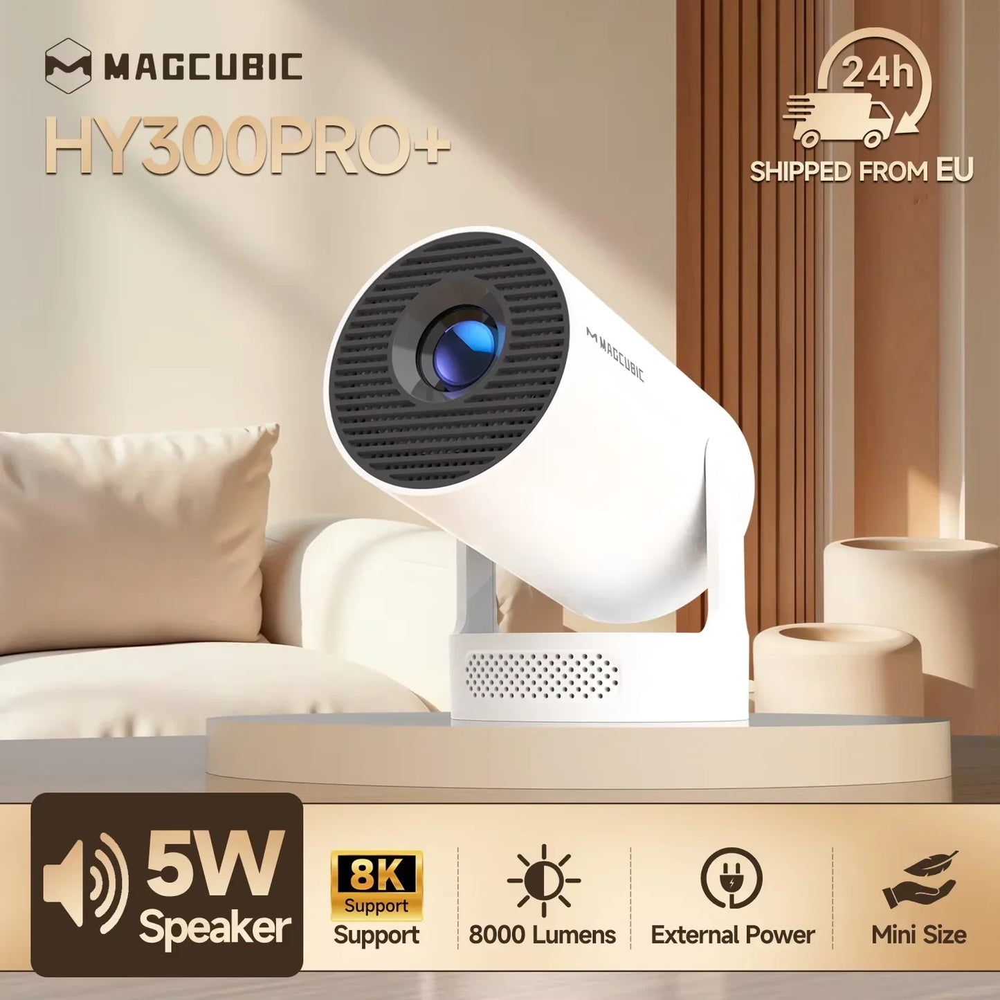 Proyector Portátil Magcubic HY300 Pro+ 8K Android 14, 8000 Lúmenes, WiFi 6, BT5.4, Cine en Exteriores, Altavoz HiFi de…