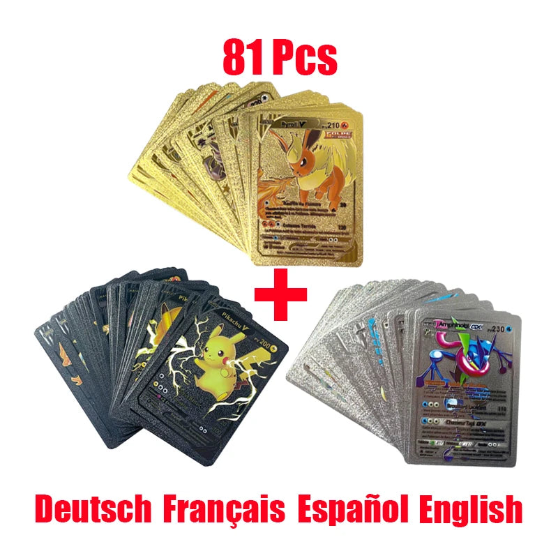 81-15 Uds. Tarjetas de Pokémon oro plata Vmax GX colección de tarjetas entrenador de batalla tarjeta español inglés fra…