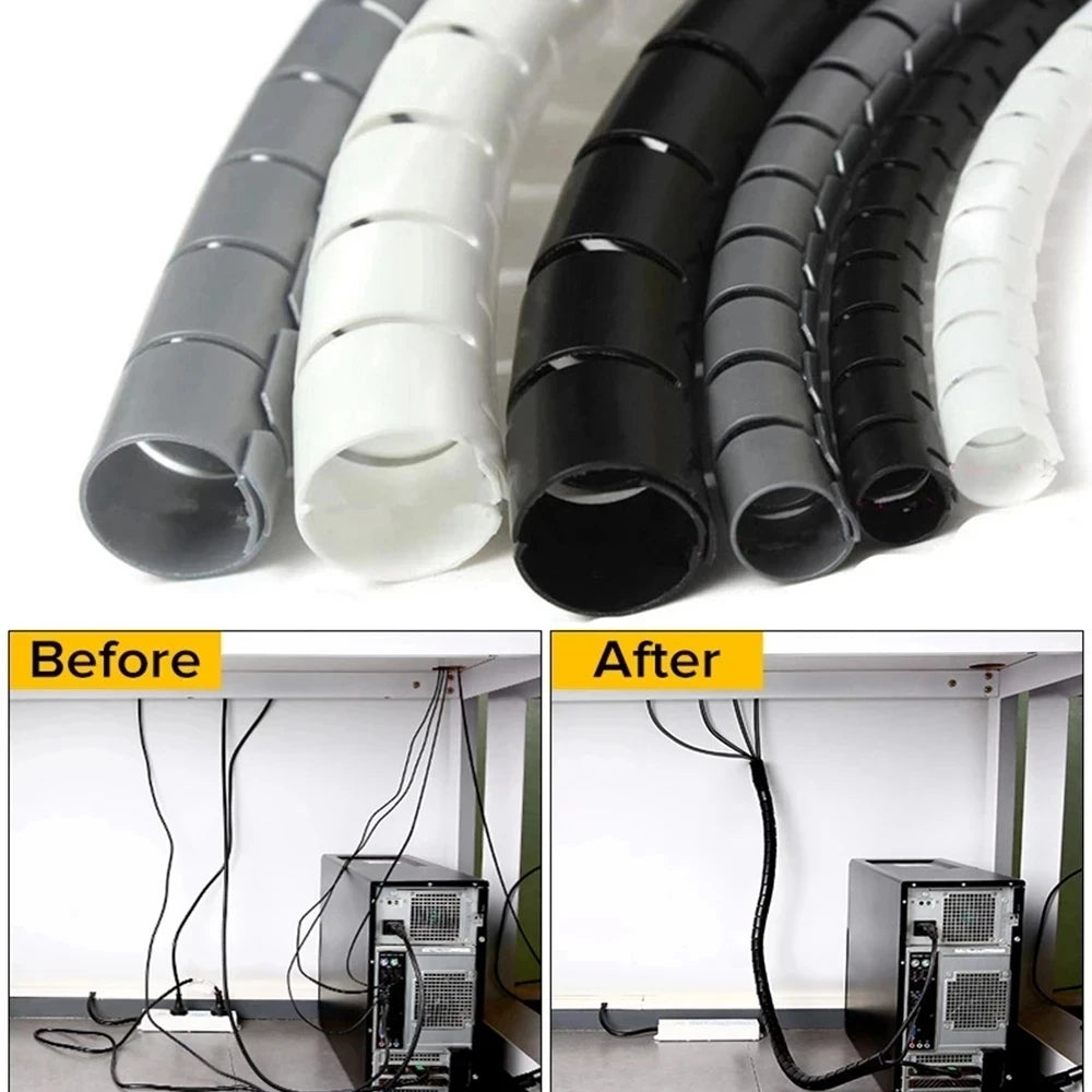 Protector de Cable en espiral Flexible, organizador de Cable de ordenador, Clip de tubo Protector, herramientas de gest…
