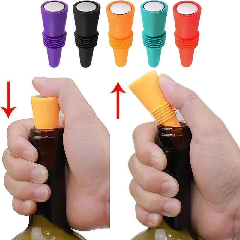 Juego de tapas de botellas de vino y bebidas de silicona, tapones selladores de botellas de champán a prueba de fugas,…