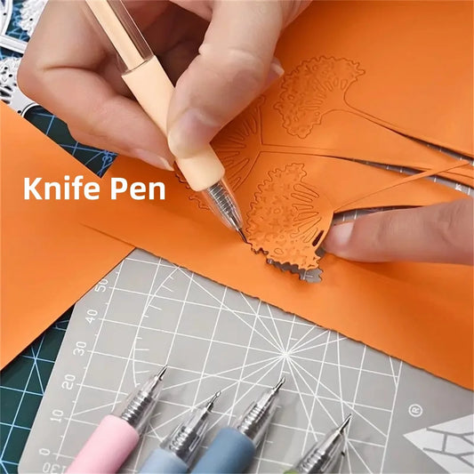 1 + 4 uds/5 uds pluma cuchillo Mini pluma de grabado de presión Ins Mini pegatina de cuenta arte cuchillo papel arte cu…