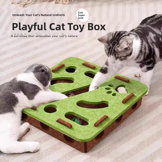 Juguete rompecabezas para gatos, caja de rompecabezas de fieltro, juguete de ejercicio para gatos con pelota, entreteni…