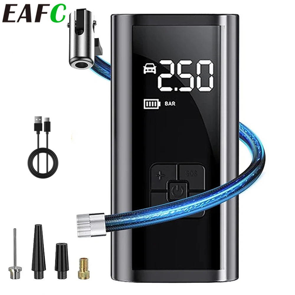 Car Wireless Air Pump Air Compressor Tire Ball Inflator LED Light Tyre Inflator 150PSI Electric for Car Motorcycles Bic…