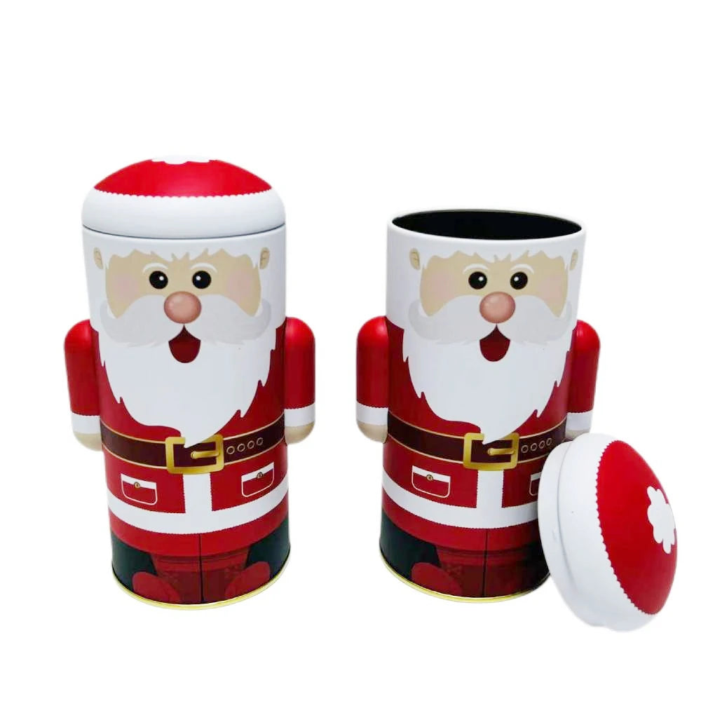 New Design Custom Tinplate Packaging Cylinder Shape Metal Box Packaging Christmas Food Grade Tin Can for Food