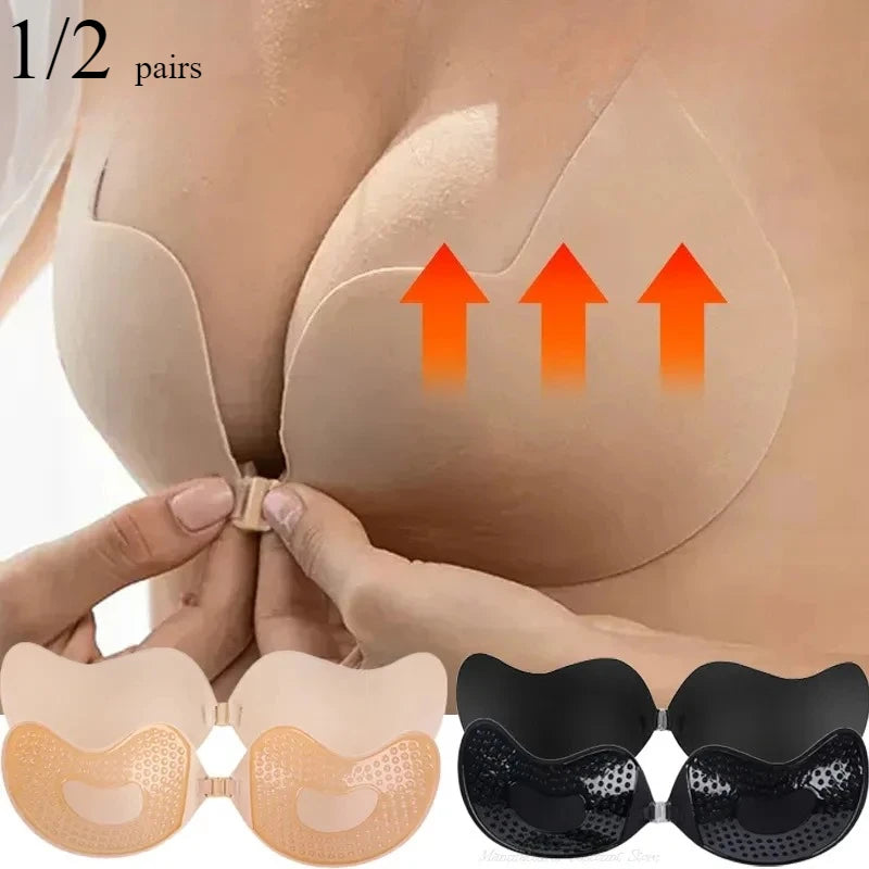 Sujetador Invisible de realce para mujer, sujetador sin tirantes con espalda descubierta, Bralette con cierre frontal s…