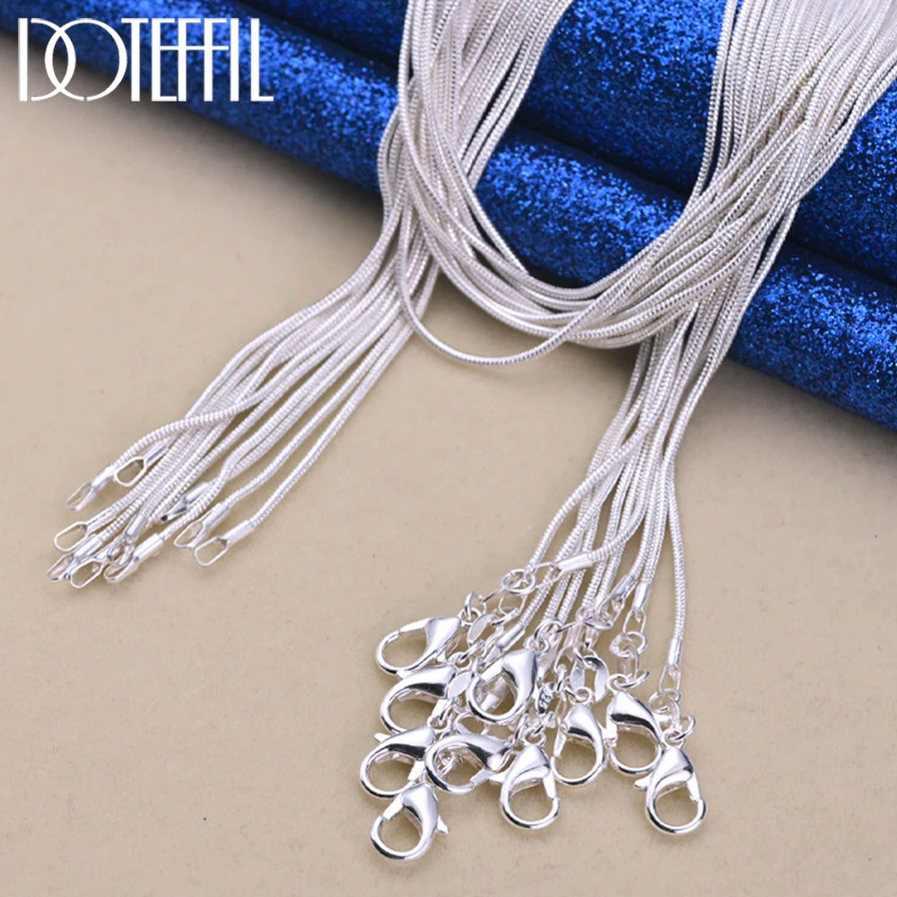 DOTEFFIL Plata de Ley 925 5/10 unids/lote 16/18/20/22/24/26/28/30 pulgadas 1,2mm collar de cadena de serpiente para muj…