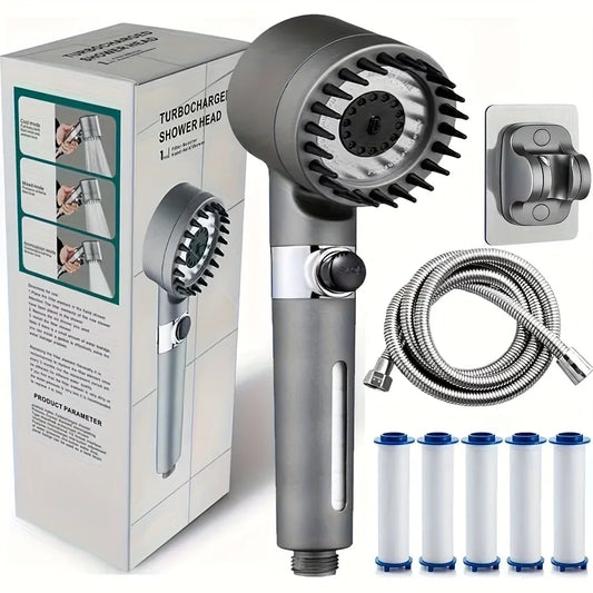 2025 nuevo cabezal de ducha ion con filtro de mano, turbocompresor con múltiples modos de pulverización, interruptor de…