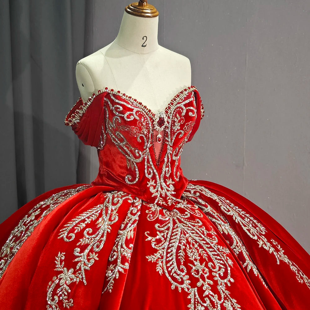 Jancember 6755 Vintage Red Lace Fabric Quinceanera Dresses Manufacturers