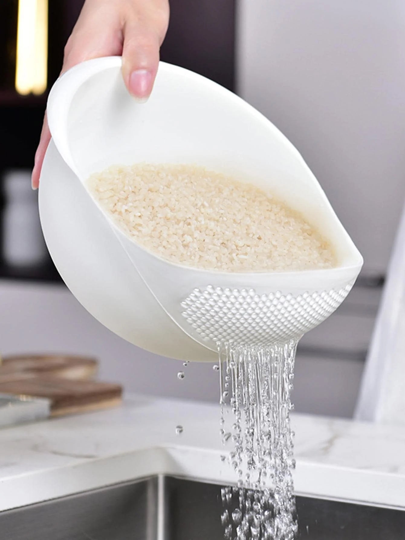 1/3 Uds.-colador tazón de arroz escurridor frutero cesta de drenaje de lavado con asa cesta de lavado organizador de co…