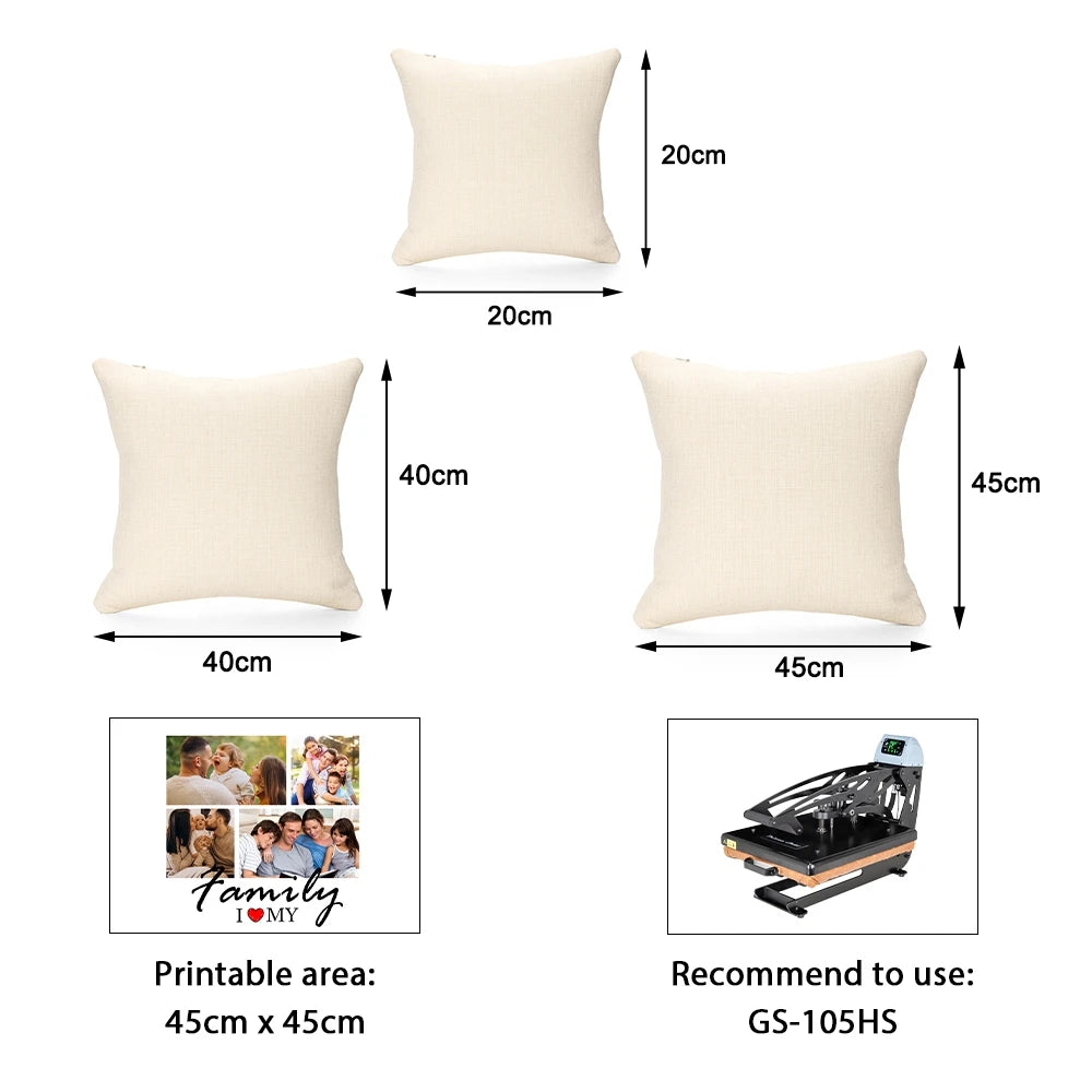 China Factory Wholesale Linen Square Hotel Use Soft Zipper Sublimation Pillow Cover Personalized