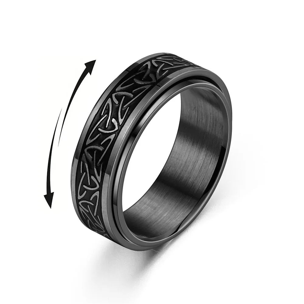 Anillos de runas de nudo celta vikingo para hombres, Anillo giratorio de acero inoxidable antiestrés y ansiedad, Anillo…
