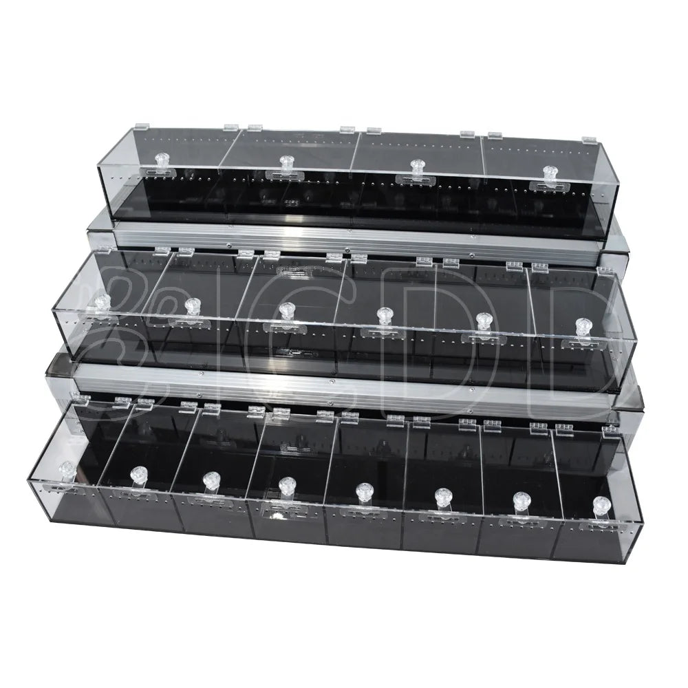Factory 3-Tier Table Top Clear Acrylic Luxury Snake Gecko Reptile Display Cases Lock Stand Enclosure Show