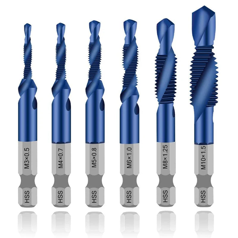 Vástago hexagonal Chapado en titanio, tornillo HSS, rosca métrica, brocas de grifo, máquina de tornillos, grifo compues…