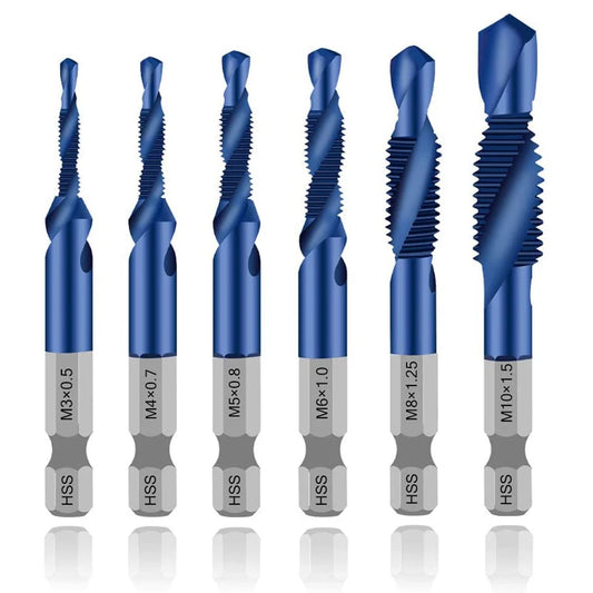 Vástago hexagonal Chapado en titanio, tornillo HSS, rosca métrica, brocas de grifo, máquina de tornillos, grifo compues…