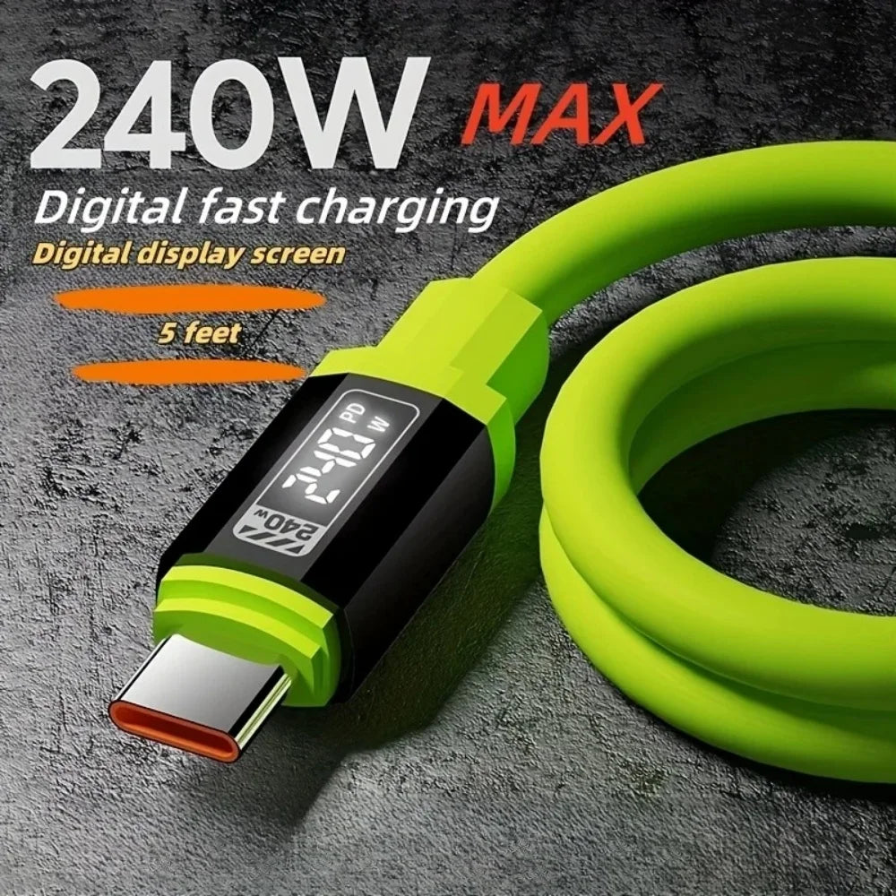 Cable USB tipo C de 240W PD, cargador de teléfono de carga rápida, Cable de datos para iPhone, Samsung, Xiaomi, Huawei,…