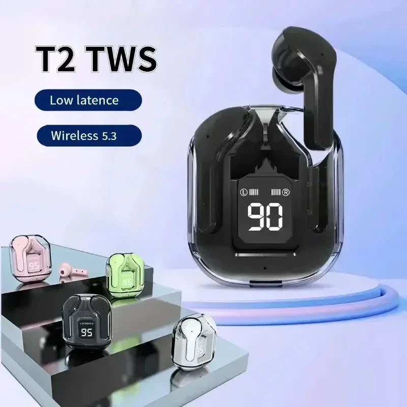 Auriculares inalámbricos T2 Tws, cascos transparentes con Bluetooth, ENC Power, pantalla Digital, sonido estéreo, para…