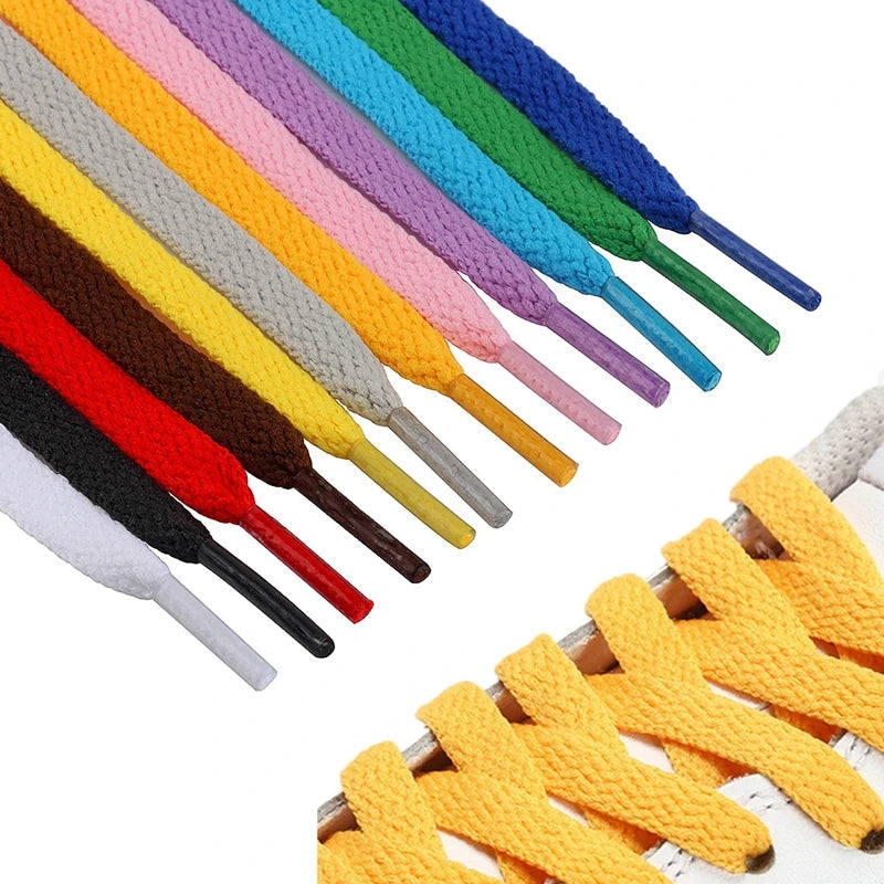 1 par/cadarones AF1, tejido plano grueso, manualidades, cordones para zapatos blancos y negros, accesorios para cordone…