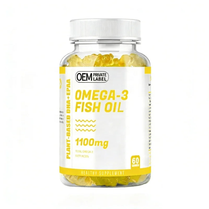 Wholesale Supplements Vegan Omega-3 Fish Oil Supplements 1100mg  Private Label Omega-3 Fish Oil Gummies