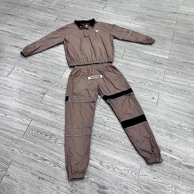 Custom Letter Screen Print Zip UpTracksuits Nylon Mesh Lining Tracksuits  for Men Windbreaker Turn-down Collar Tracksuit