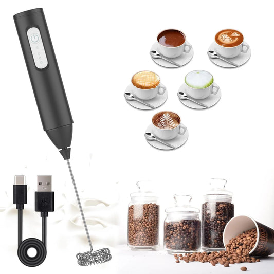 MINI Espumador de leche recargable por USB, máquina de espuma de 3 velocidades, batidor de café, mezclador con mango el…