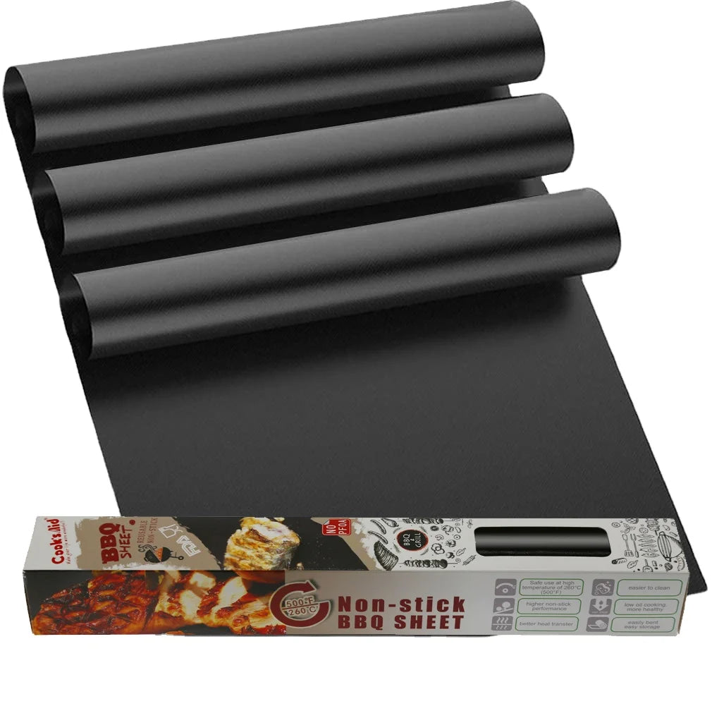 100% Non-Stick BBQ Grill Mats Heavy Duty Reusable and Easy to Clean  Works on Electric Grill Gas Charcoal Grill Mat Non-stick
