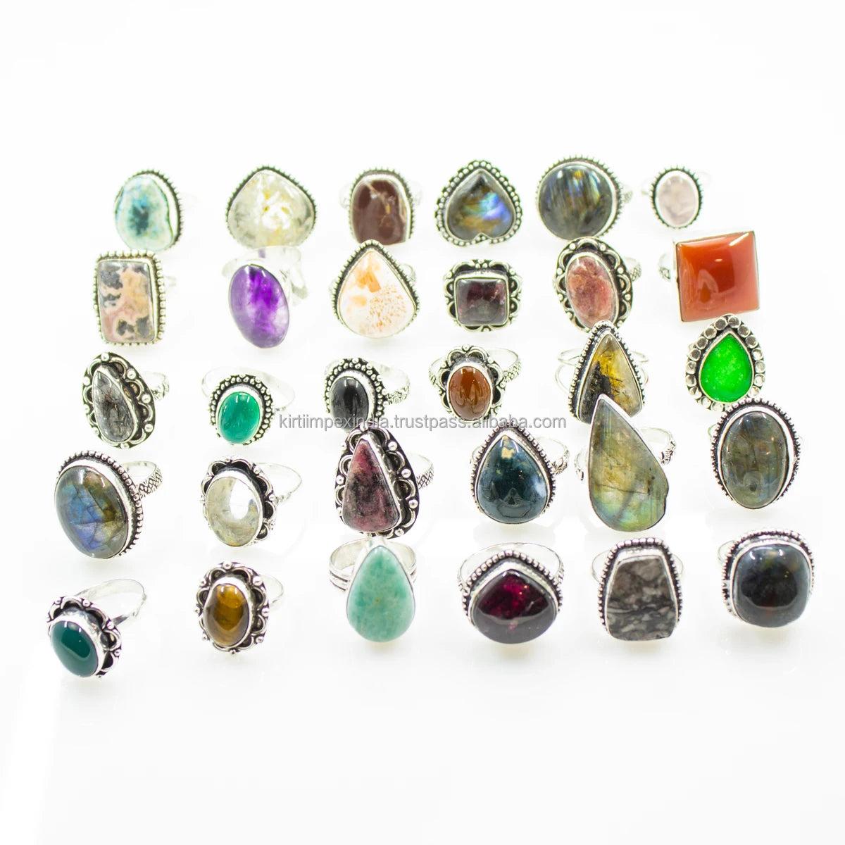 Unique Design Colorful Assorted Sizes 5-11 Moonstone Gemstone Rings Sterling Silver Plated Bezel Setting Women's Jewelry