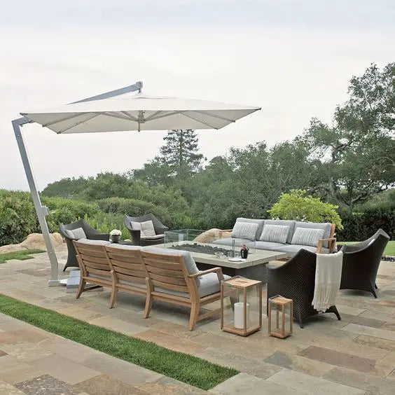 Luxury Large Cantilever Restaurant Umbrella Outdoor Commercial Patio Parasol Metal Furniture for Courtyard Park School Entry Use