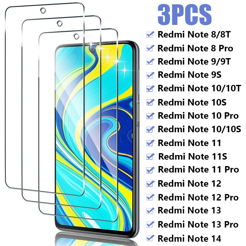 3 uds vidrio templado para Xiaomi Redmi Note 12 11 10 9 8 Pro 12S 11S 10S 9S 8T Protector de pantalla para Redmi Note 1…