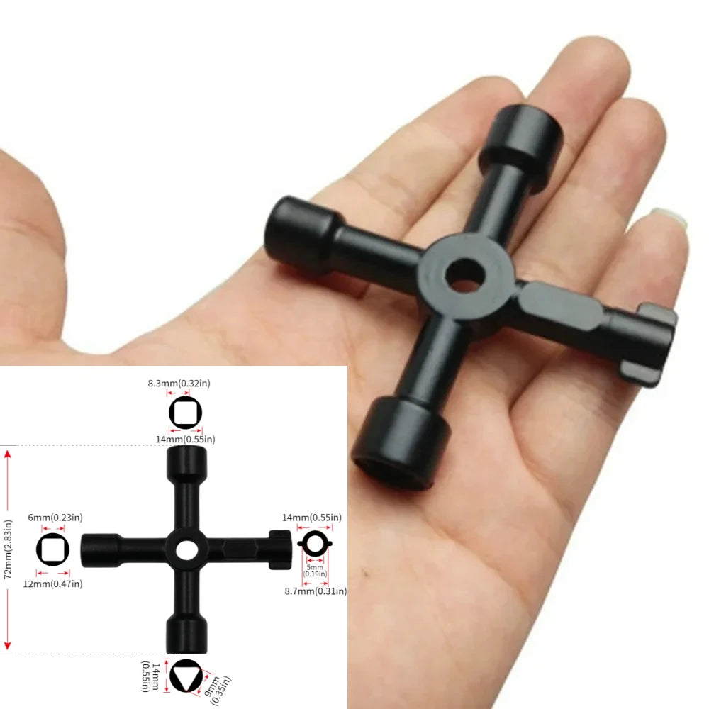 Llave de interruptor cruzado multifunción 4 en 1 para electricista, fontanero, llave triangular cuadrada Universal para…