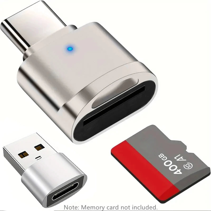 Lector TF tipo C con carcasa de aleación de zinc, lector de tarjetas SD con adaptador USB C a USB, adecuado para comput…