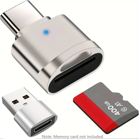 Lector TF tipo C con carcasa de aleación de zinc, lector de tarjetas SD con adaptador USB C a USB, adecuado para comput…