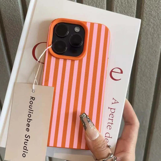 Funda de teléfono INS minimalista a rayas coloridas para iPhone 17 16 11 13 12 14 15 Pro Max XS X XR 7 8 Plus 16E 16 17…