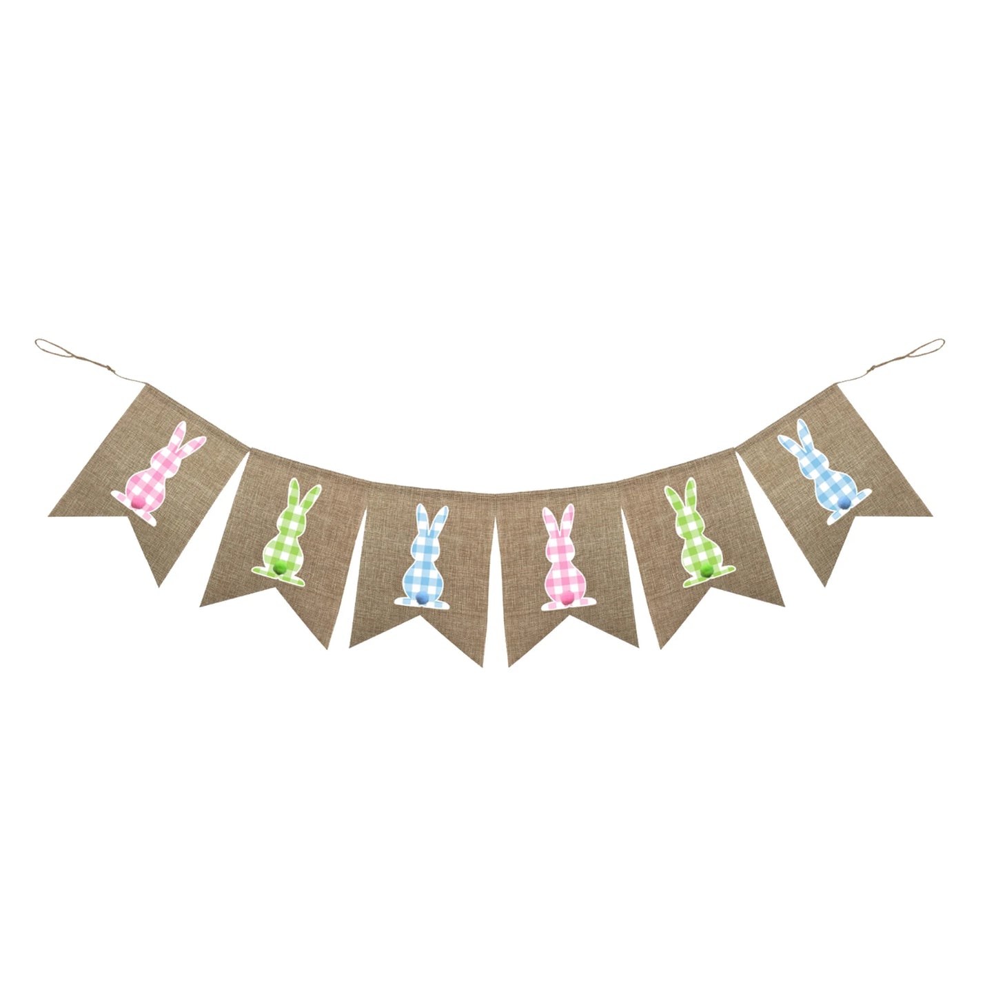 Rabbits Design Polka Dots Swallowtail Printed Polyester 48'' Digital Printing 3-color Party Banner Festive Holiday Bunting Home