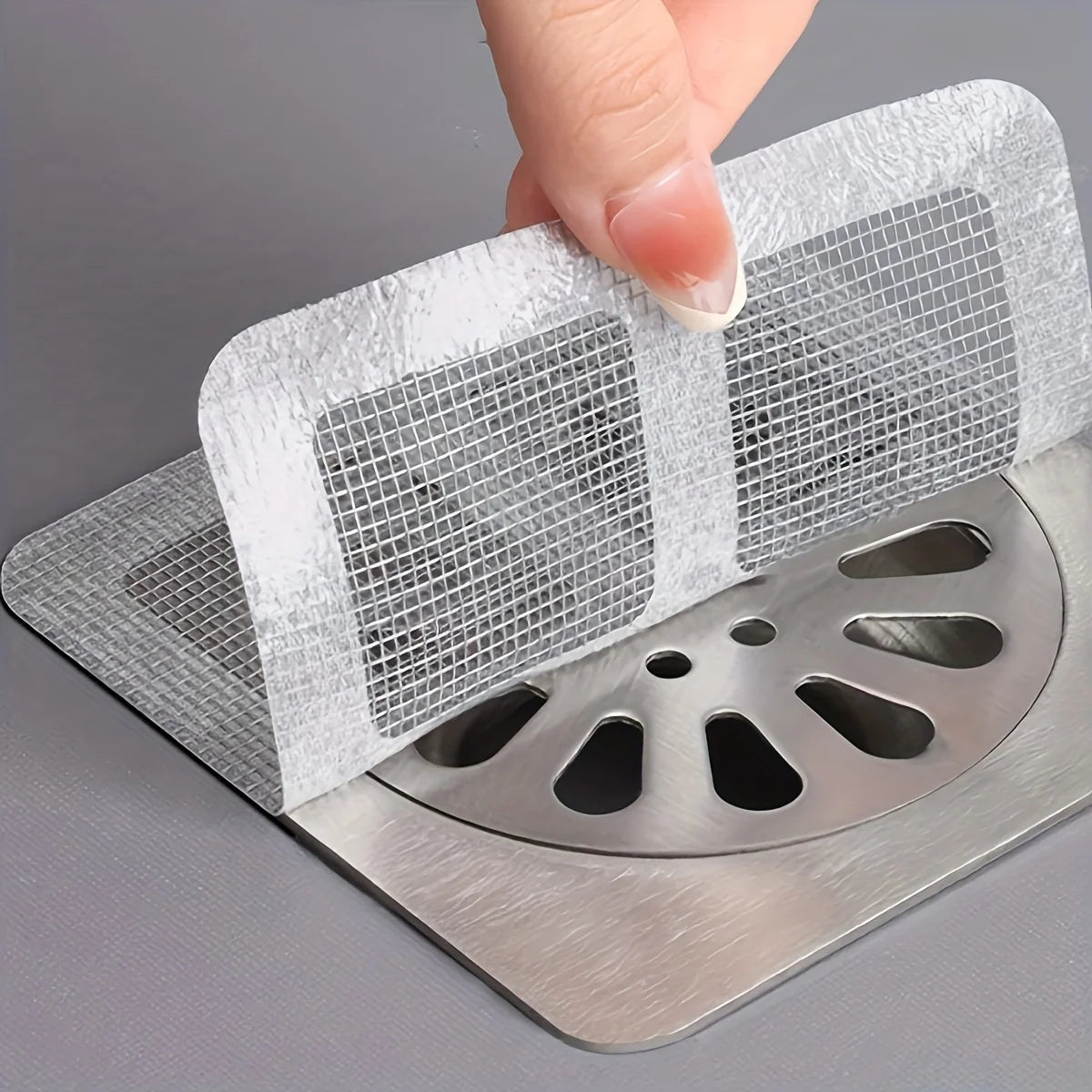 Adhesivo para drenaje de suelo, red de filtro de pelo autoadhesiva a prueba de insectos para baño, filtro de alcantaril…