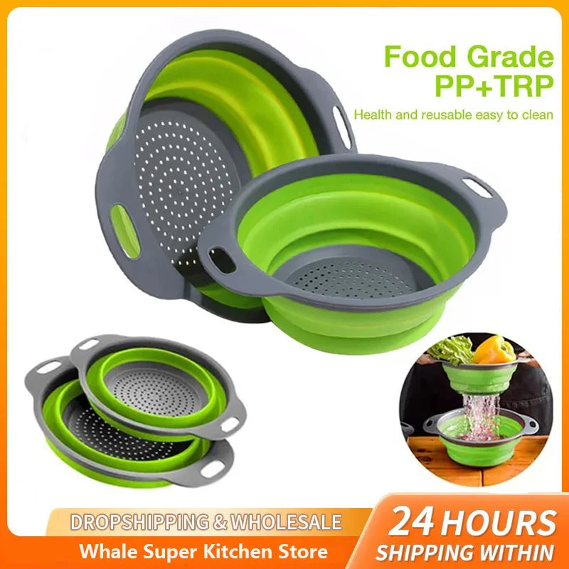 Escurridor plegable de silicona, cesta para lavar frutas y verduras, colador plegable, escurridor plegable, herramienta…