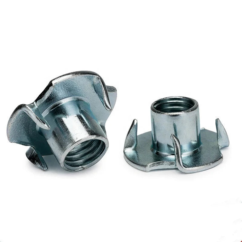 Galvanized  M6 M8 M10  Four-toothed Wood Panel Inlaid Nut  4 Pronged Furniture Nuts Four Claw T Nut