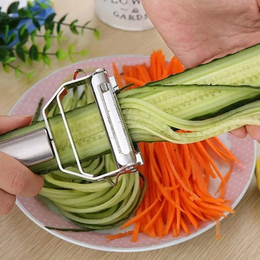 Rallador de zanahoria, pepino y patata de acero inoxidable de alta calidad, pelador de juliana, pelador de frutas y ver…