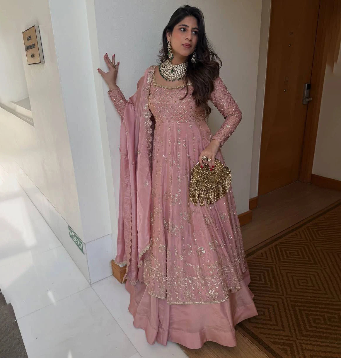 Hot Selling New Fashionable Designer Anarkali Dress for Women Full Sleeve Beautiful Georgette Indian Pakistani Ready To Wear