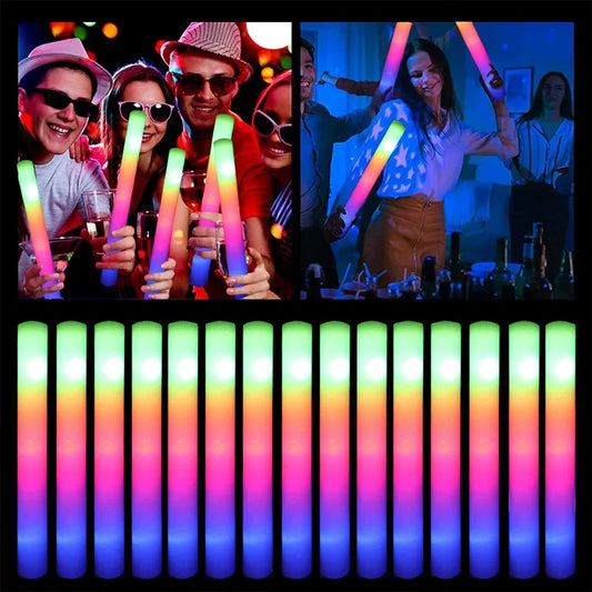 15/30 Uds. Barras luminosas LED a granel coloridas RGB, barra de espuma brillante, tubo de animación, luz oscura para s…
