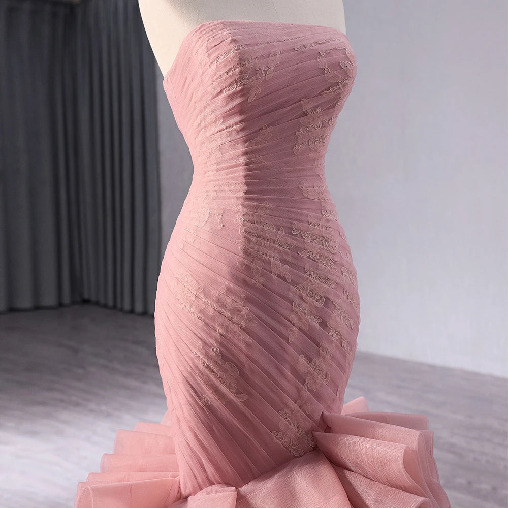 Jancember 241014 Beautiful Lace Tulle Fabric Mermaid Slim Evening Party Dresses