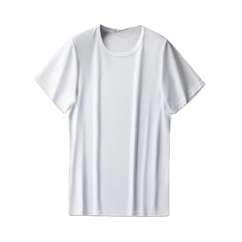 OEM custom logo embroidery printed design Ice silk mesh t-shirt summer new men's spot loose men's thin short-sleeved t shirt