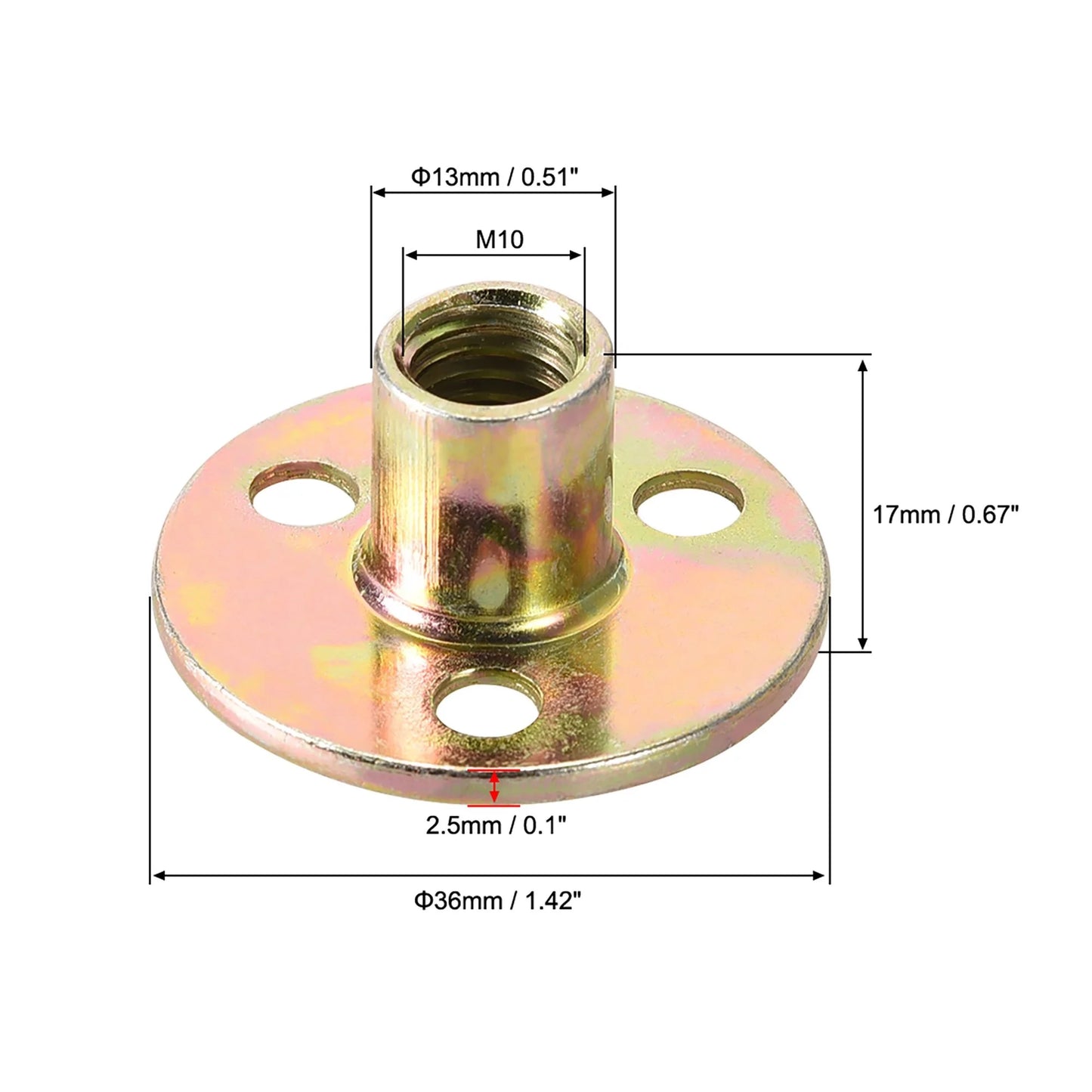 Factory Galvanized High Quality Furniture T Nut Fasteners Carbon Steel Rock Climbing Brad Hole T Nuts