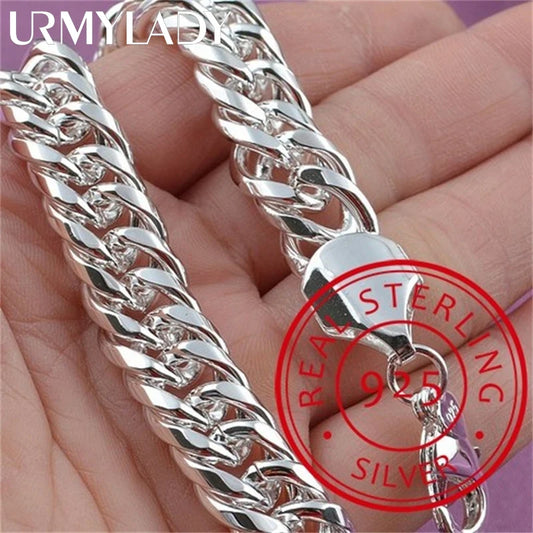 Pulsera de cadena sólida cuadrada de Plata de Ley 925 Noble para mujeres y hombres, abalorio, regalo de fiesta, joyería…