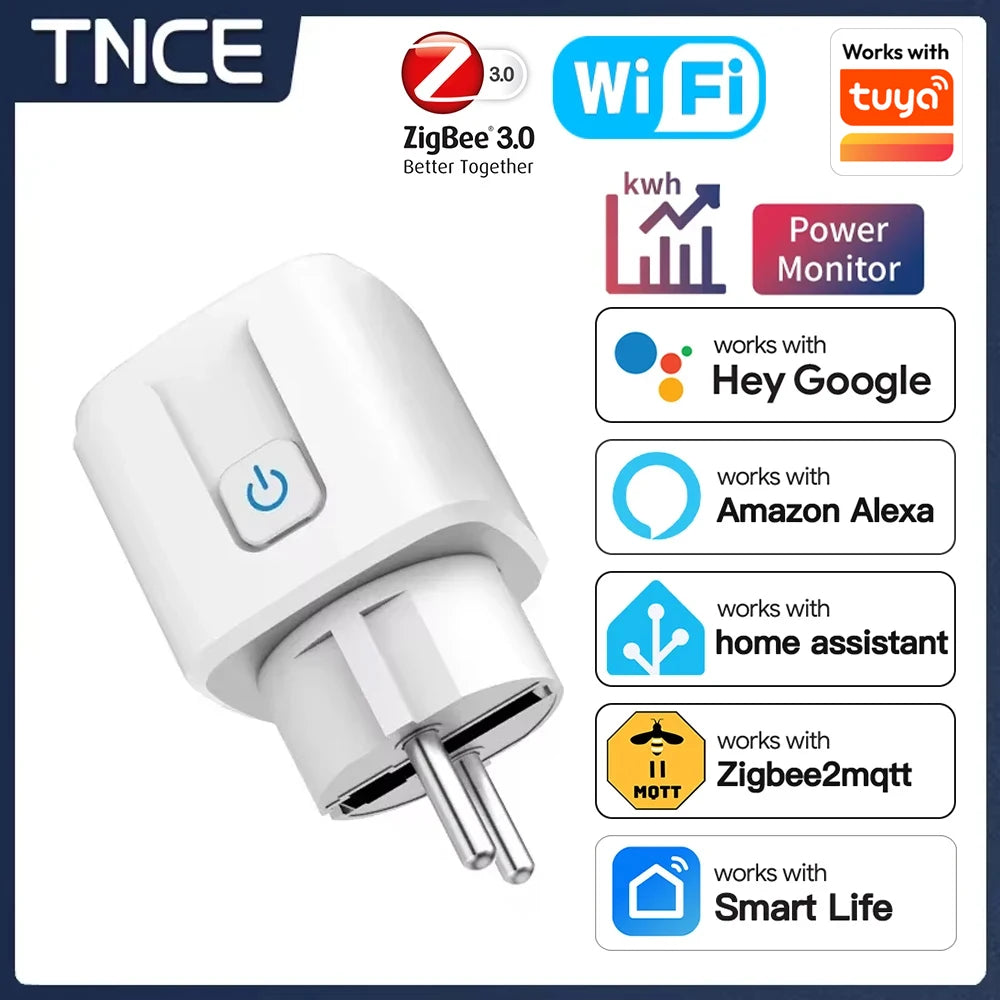 TNCE TUYA enchufe inteligente WiFi o Zigbee3.0 enchufe UE 16A/20A Monitor de potencia función de sincronización Control…